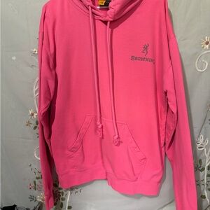 Browning Hot Pink Pullover Hoodie with Yellow Logo Tag